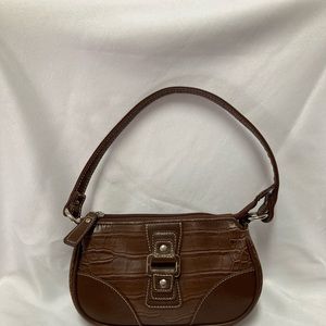 Tommy Hilfiger brown alligator embossed faux leather shoulder bag